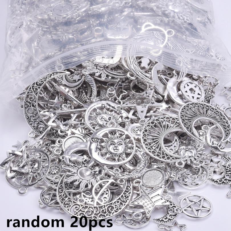 Light Gold Color Random Mix 10/20/30/50pcs Sun Moon Star Charms For Jewelry Making Materials To Make Bracelets Handmade Pendant