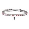 Stainless Steel Gold Rainbow Tennis Bracelet Adjustable Multiple Color Diamond Rhinestone Tennis Chain Bracelet