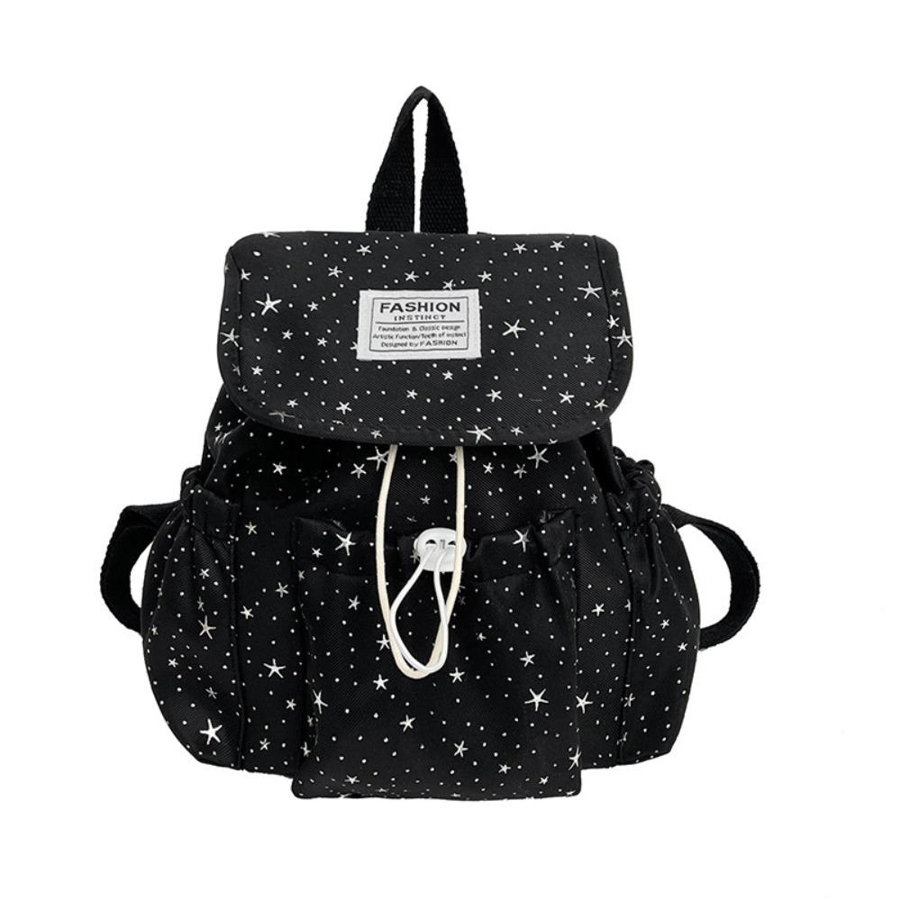 Large Capacity Star Print Drawstring Backpack Students School Bag Junior High School Students