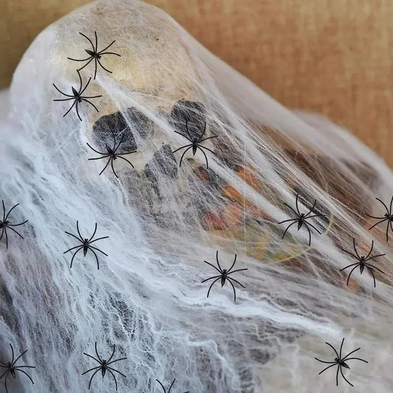 Halloween Horror Glowing Sound Control Spider Cotton Skull Prop Ghost House Secret Room Courtyard Decoration Decor