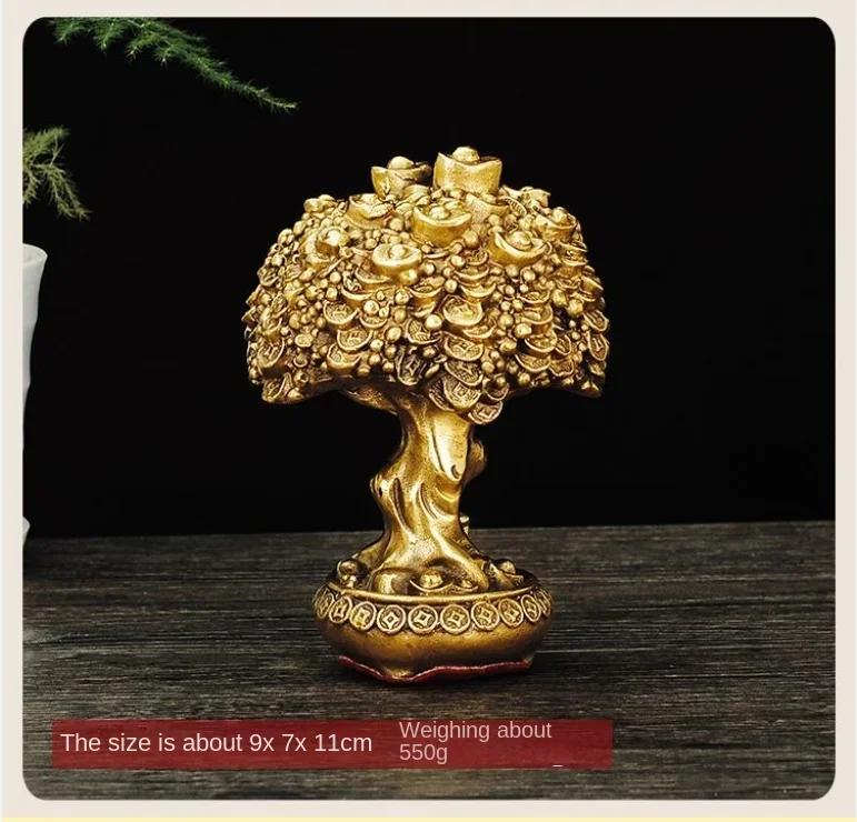 

Lucky Copper Bring Money Tree Ornaments Pot Tree Living Room Office Desktop Sculptures 9x7x11cm