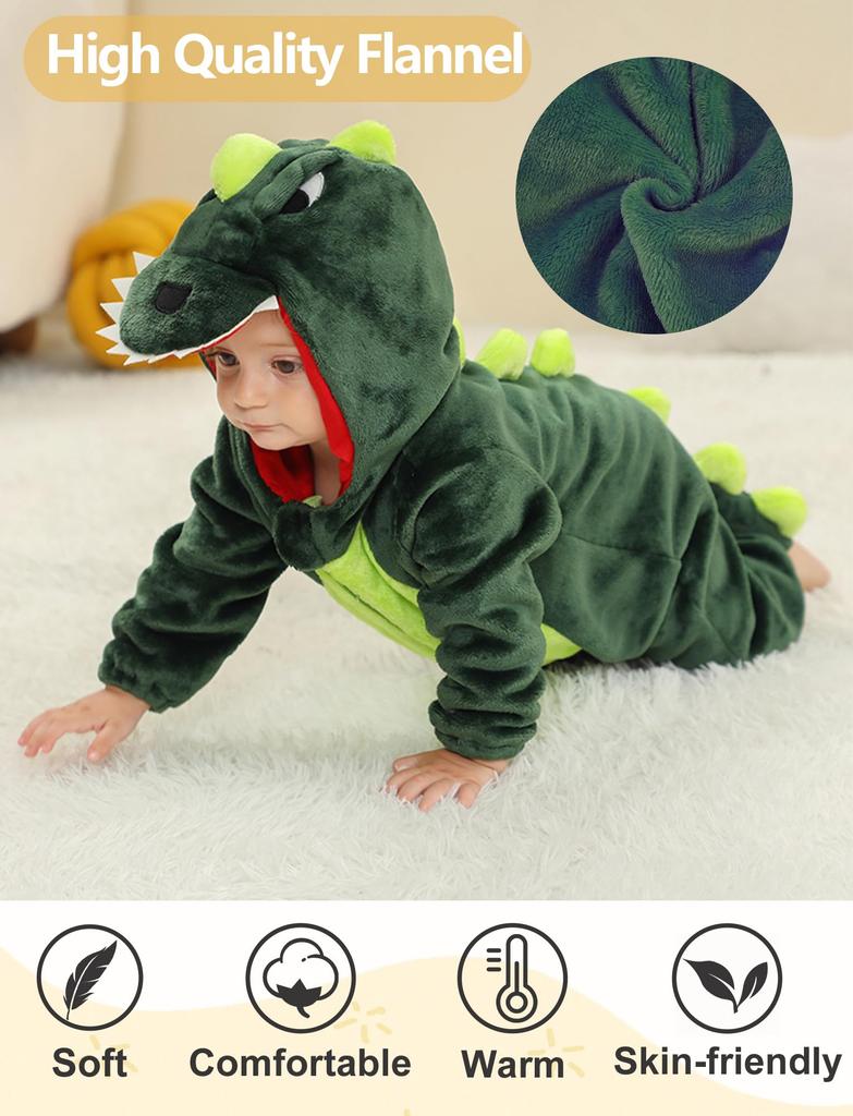 Maeau Dinosaur Baby Cute Winter Newborn Birthday Baby Shower Photo Green Size 90 Kids' Costume, Costume, Romper, Wear, Clothes, Pajamas, Gift, Gift,