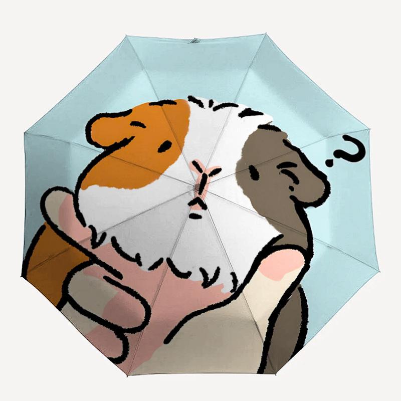 1pc Guinea Pig Automatic Opening/Closing Umbrella with Operation & Windproof Canopy - Folding Design, Holiday Gift Yy260225110
