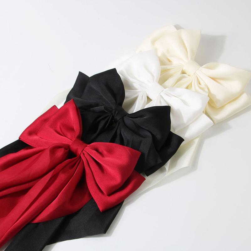 1Pc Black Bow Hairpin Oversize Ribbon Big Hair Clip And Clips Long Satin Ribbon Hairclip Women Wedding Party Hair Accessories