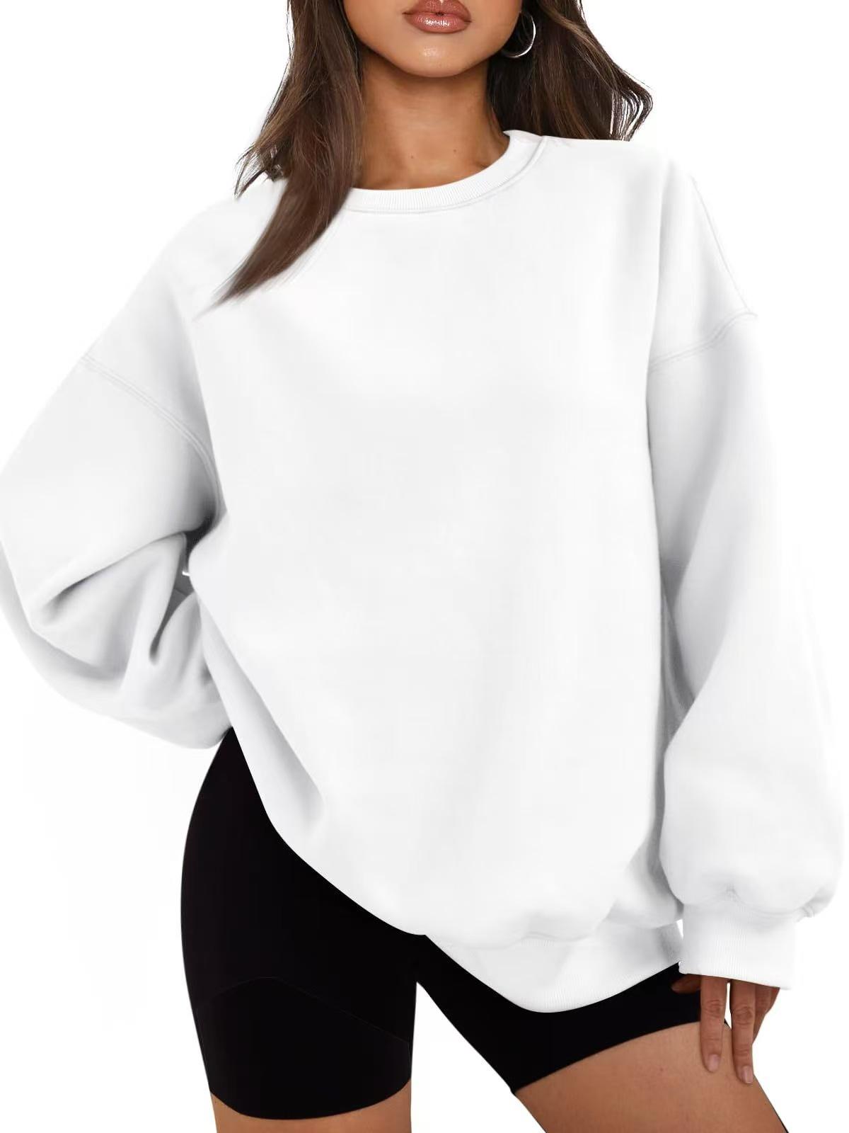 Unisex locker geschnittenes Rundhals-Sweatshirt für Frühling und Herbst L weiß