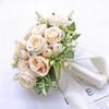 Champagne Wedding Bouquet for Bride Bridesmaid Artificial Roses Bouquet for Wedding Church Home Decoration, Gifts