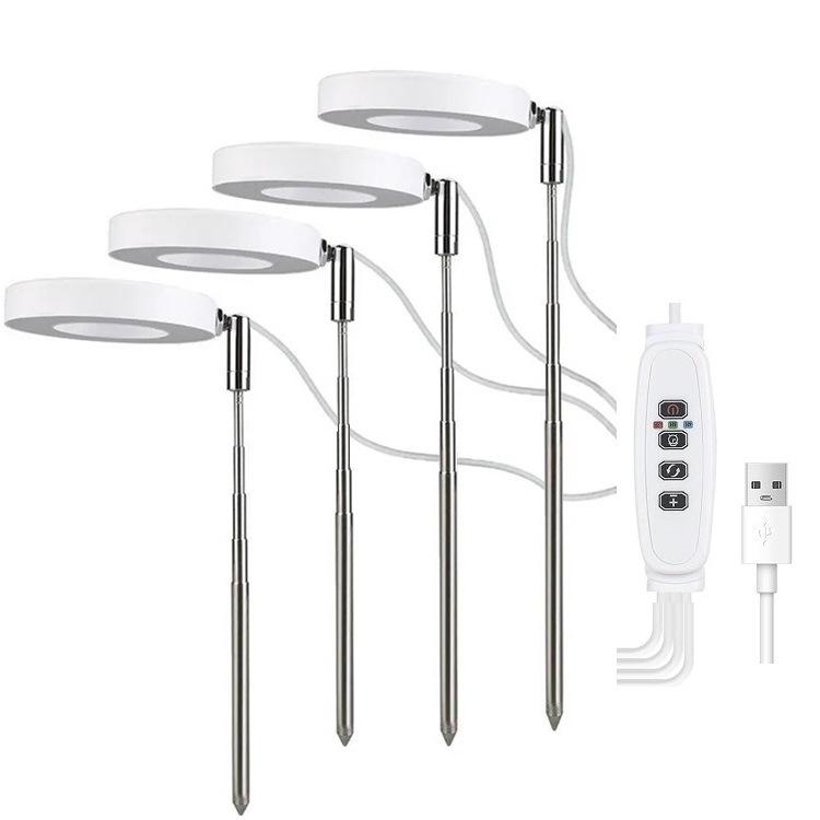 

Светодиодная телескопическая лампа для роста растений: Кольцевая лампа полного спектра для суккулентов и цветов. 3.5 inch Four Heads White Warm Light