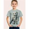 3D Printed Game Player T-Shirt for Boys - Vibrant pixel game design, short-sleeved round-neck,