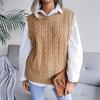 Women Crew Neck Sleeveless Knit Sweater Solid Color Tank Top Cutout Leaf Design Fall Winter Sizes S-L