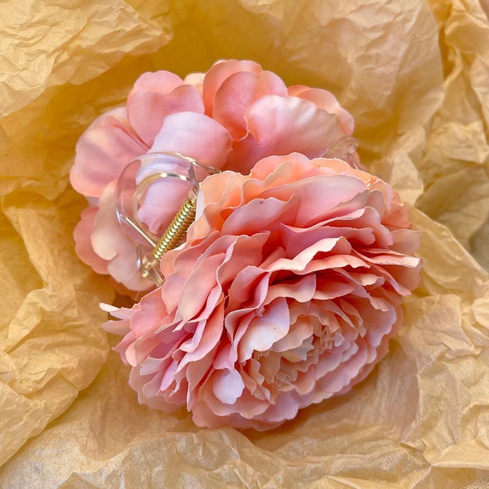 French Elegant Peony Flower Hair Claw Beautiful Simulation Flowers Hair Claw Clip Chic Summer Beach Headpiece for Women Girls