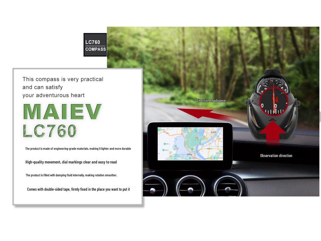 Maiwei LC760 Marine Compass: Car & Boat Magnetic Compass with Declination Adjustment