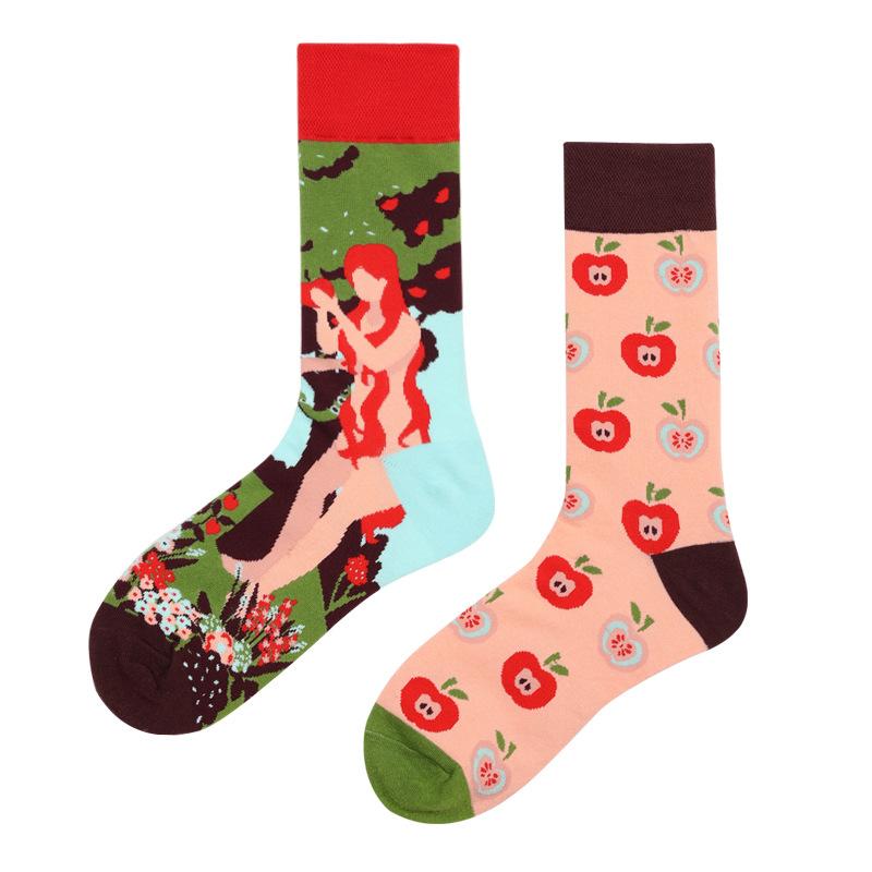 Mandarin Duck Men's and Women's Socks Original AB Trendy Socks Medium High Tube Socks Flower Fruit Animal Cartoon Cotton Socks