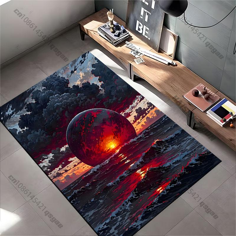 Surreal sunset cosmic ocean devastation carpet Yoga living room room decor children's crawling mat doormat area rug