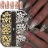 6 Grids Nail Art Decorations Metal Diamond Bow-Knot & Star Shape DIY Nail Decor Punk Style Mixed Designs Nail Charms