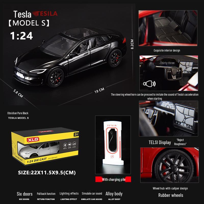 1:24 Tesla Alloy Car Model Simulation Toy - New Energy Vehicle for Kids