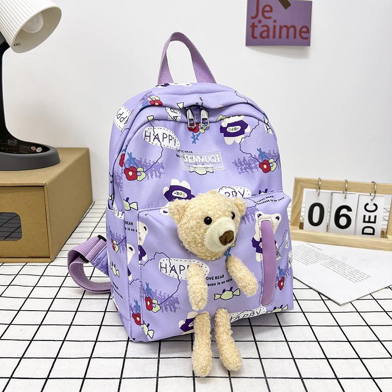 Adorable Bear Plush Backpack For Kids Lightweight Breathable Durable School Bag