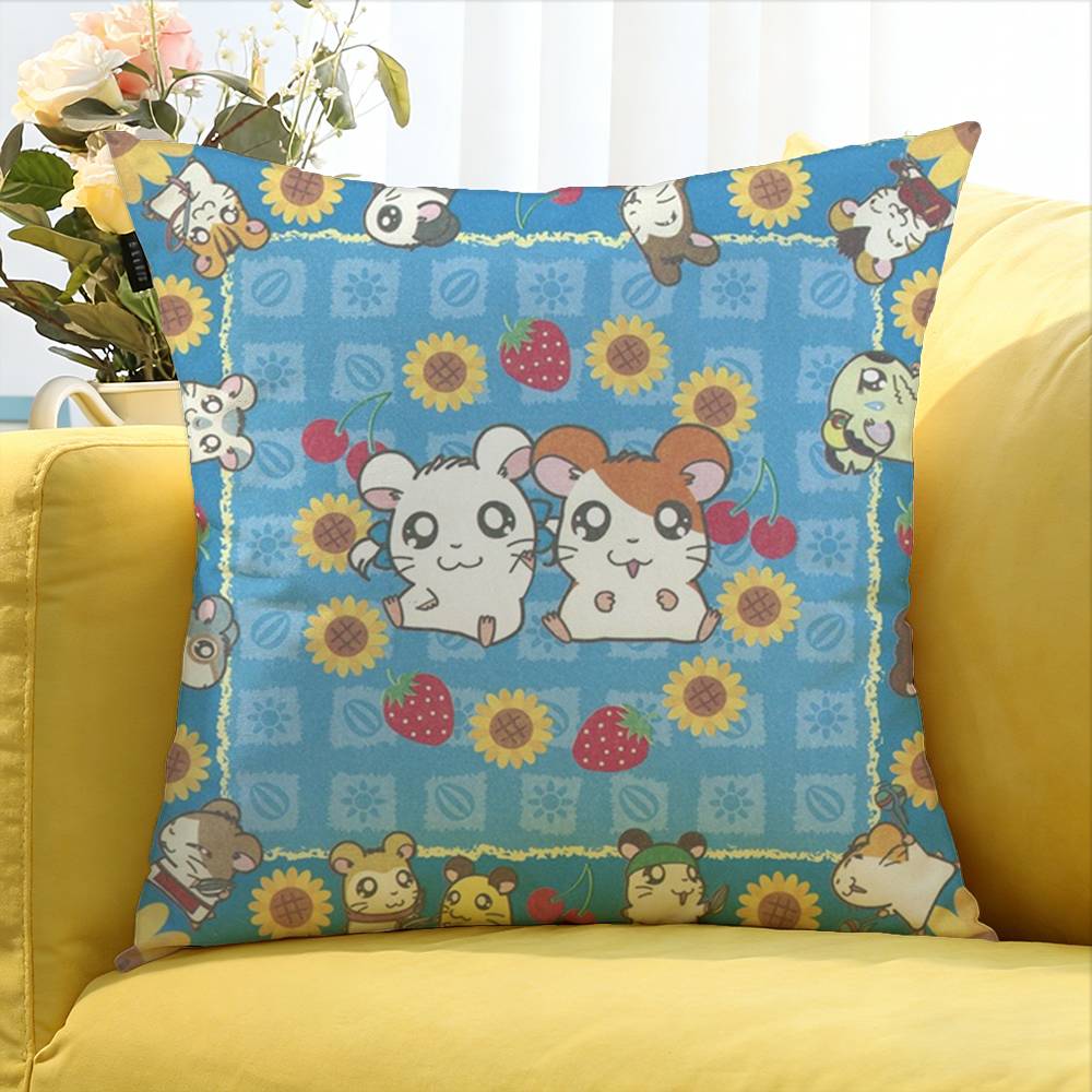 pc CUTE HHamtaro Kawaii World Various Sizes Square Pillow Case For Car Home Bedchamber Decor
