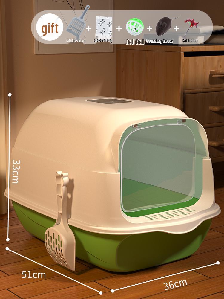 Odor-Proof Enclosed Cat Litter Box with Anti-Tracking & Anti-Splash Features
