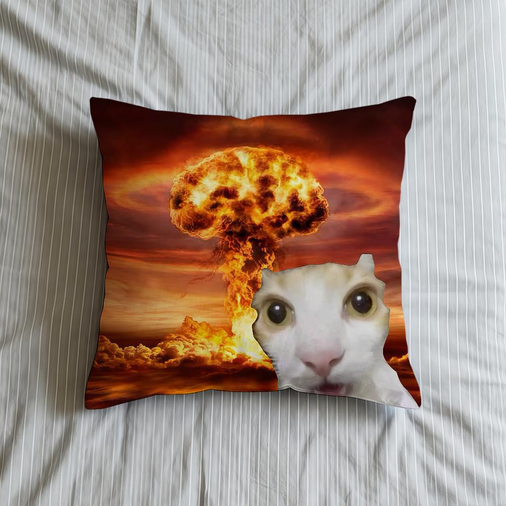 Cushion Cover Soft Meme Case Funny Sofa Living Room Home Comfortable Office Decor Cat Protective Pillow