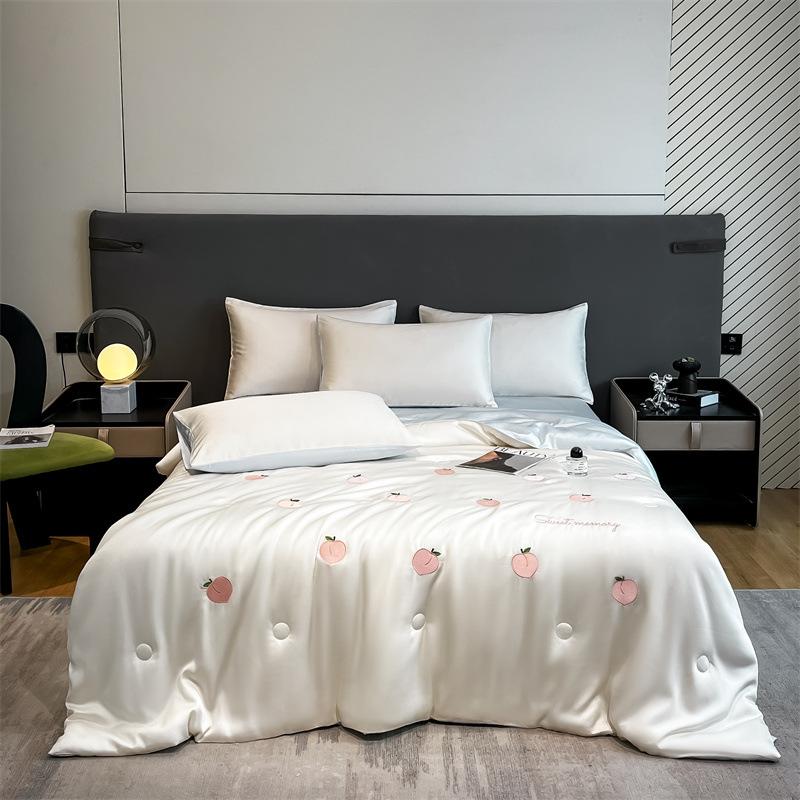 Cool Summer Ice Silk Summer Quilt Single Piece Flower Summer Cool Quilt Single Dormitory Air Conditioner Machine Washable