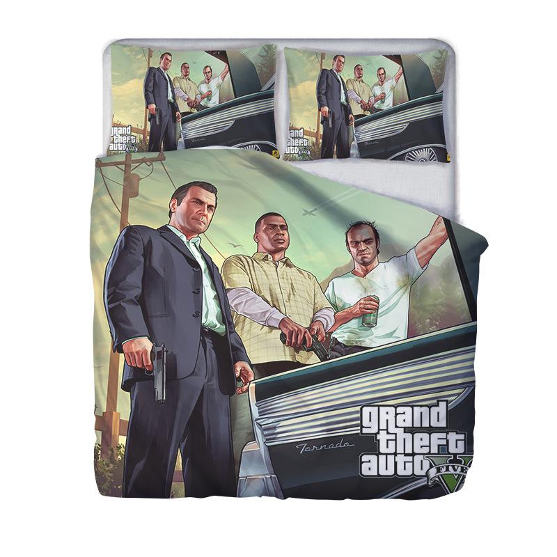 Heißes Grand Theft Auto 3D Bettwäscheset Beliebte Spiele Charakter Gedruckte Bettbezugsets Kissenbezüge Bettwäsche Einzelbett Queen-Size King-Size