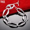 925 Sterling Silver Simple Interlocking Side Chain Bracelet Gift Jewelry