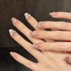 Leopard Print Heiress Cat Eye Bow False Nails - Sweet & Spicy Blush Design