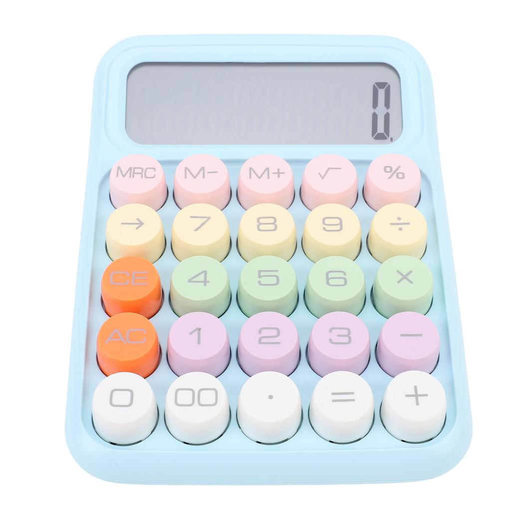 Colorful Calculator Standard 12 Digits Display Large Button Mechanical Keypad Calculator for Office School Sky Blue