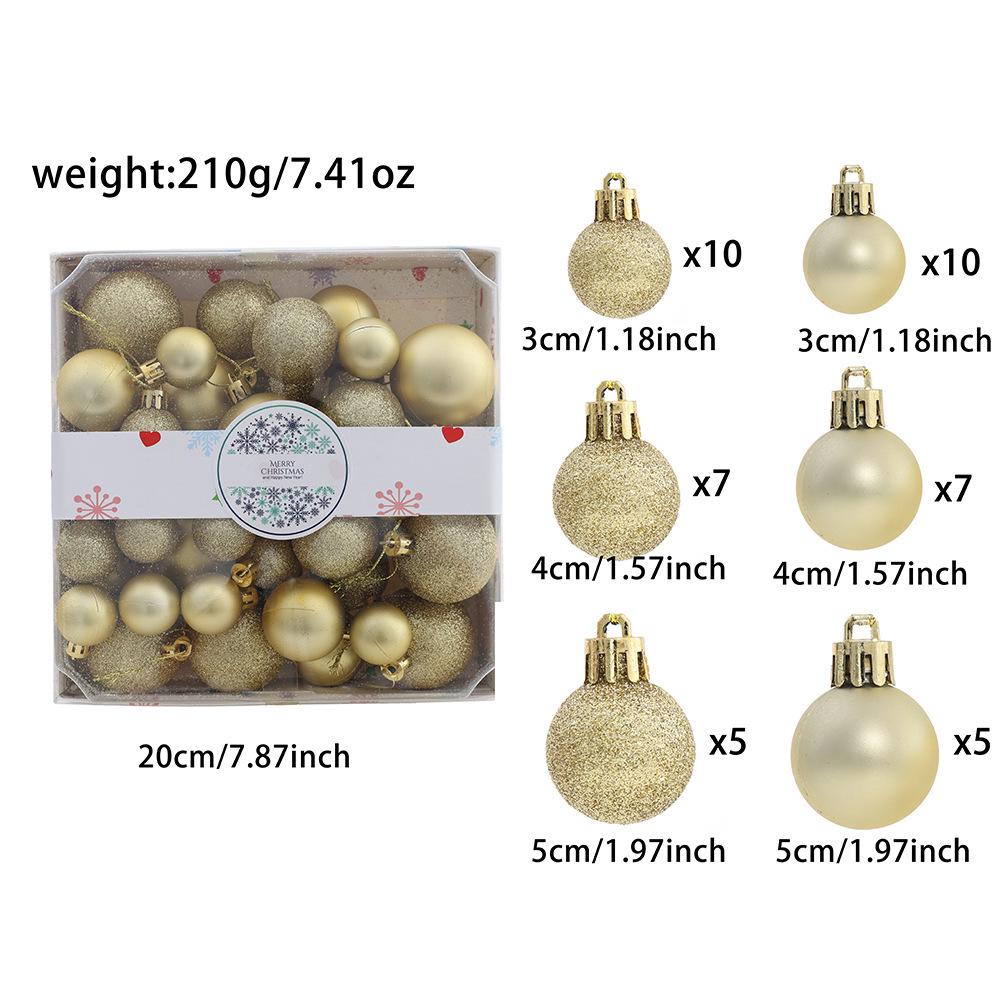44-Piece Christmas Tree Ornament Set: Glittered Christmas Balls In Gift Box