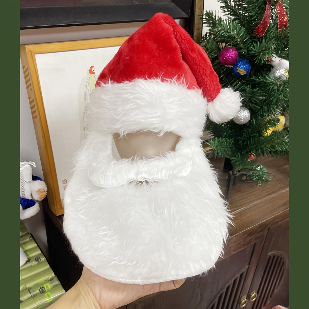 1 Set Of Christmas Decoration Hats, Santa Claus Beard Hat, Holiday Costume Props, Christmas Party Decorations, Plush Adult Hat красный