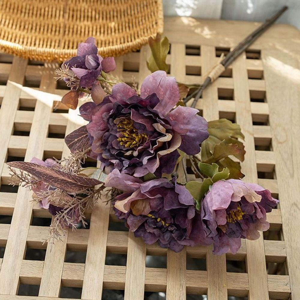 Luxury Artificial Peony Flowers Bouquet Elegant Simulation Peony Wedding Party Decor
