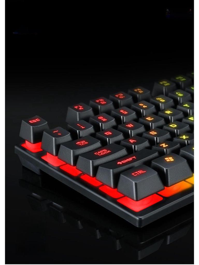 T-WOLF TF200 Gaming Keyboard & Mouse Set - Spanish/Russian Layout, USB Wired, Floating Design.