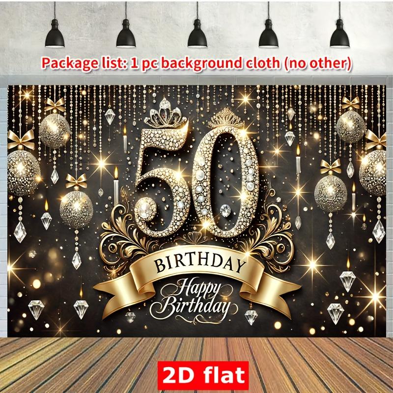 1 piece of 2D flat curtain for 50th birthday polyester photo background cloth party banner and flag birthday supplies