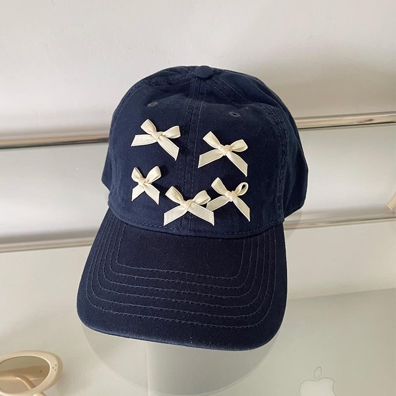 Spring and summer soft top baseball cap versatile bow sweet visor casual sun protection cap female tide