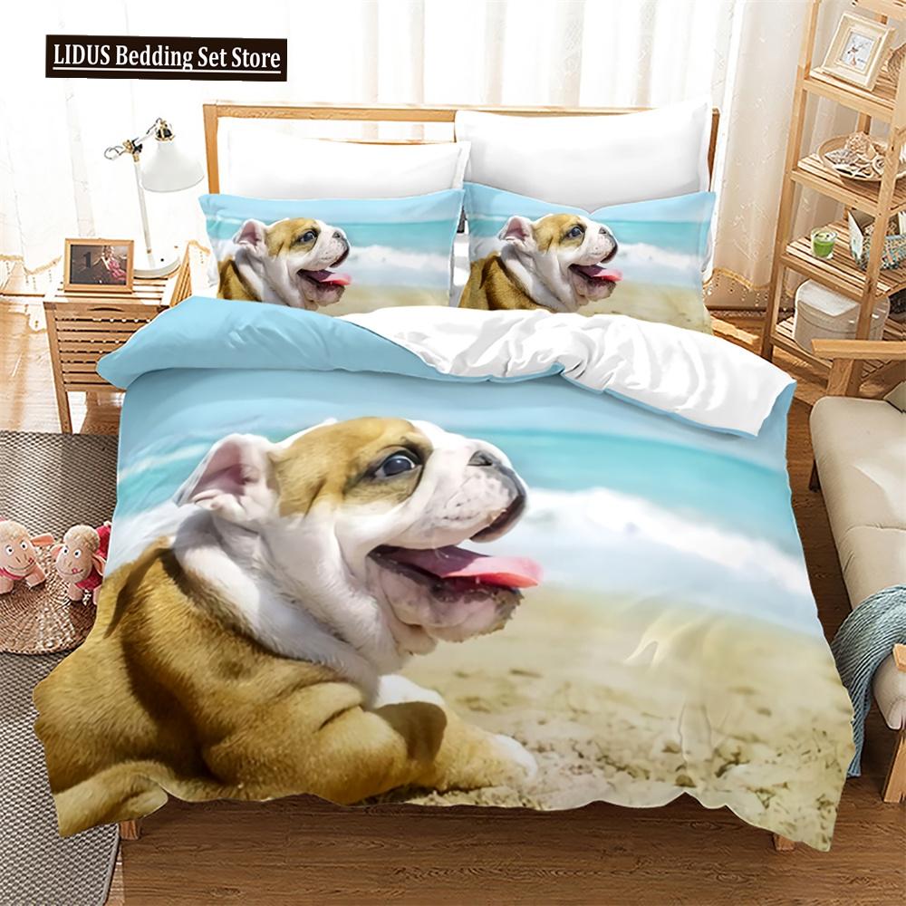 Dog Duvet Cover Set 3D Print Dog Math Book King Queen Full Size Comforter Cover For Kids Boys Girls Teens Polyester Bedding Set