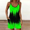 Tuta corta da donna senza maniche con spalline sottili, stampa tie-dye sfumata, tasca