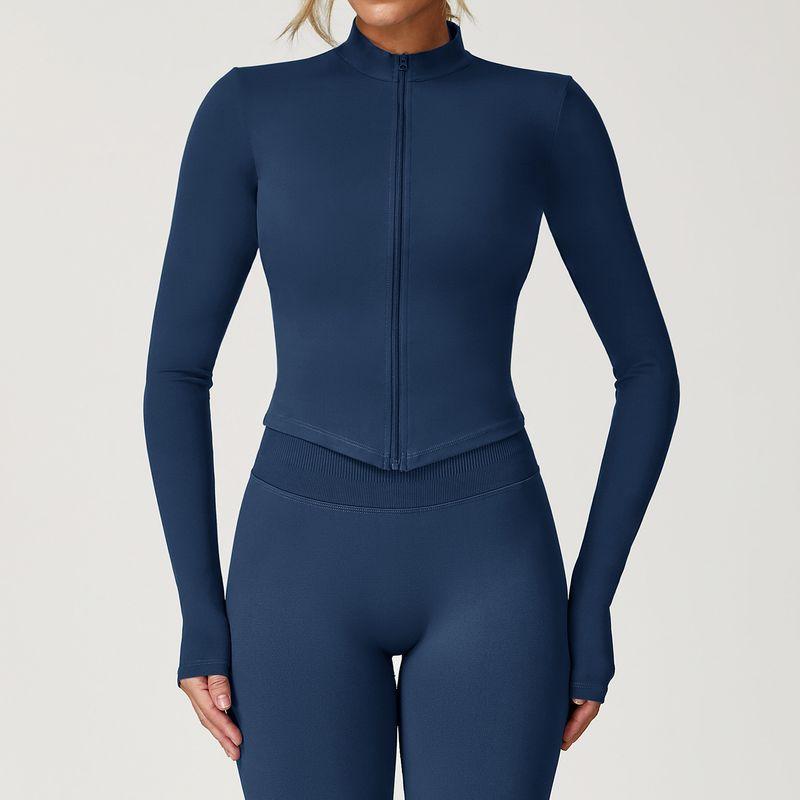 Guangzhou Zechuang Clothing Co., Ltd. Quick-Drying Nude Feel Fitness Outwear Women's Zipper Outwear Running Sports Tight