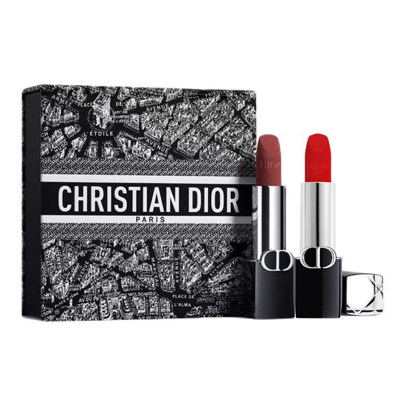 DIOR Lipstick #999 Legend Red Lip Velvet 3.5g+#720 Red Bean Paste Velvet 3.5g синий