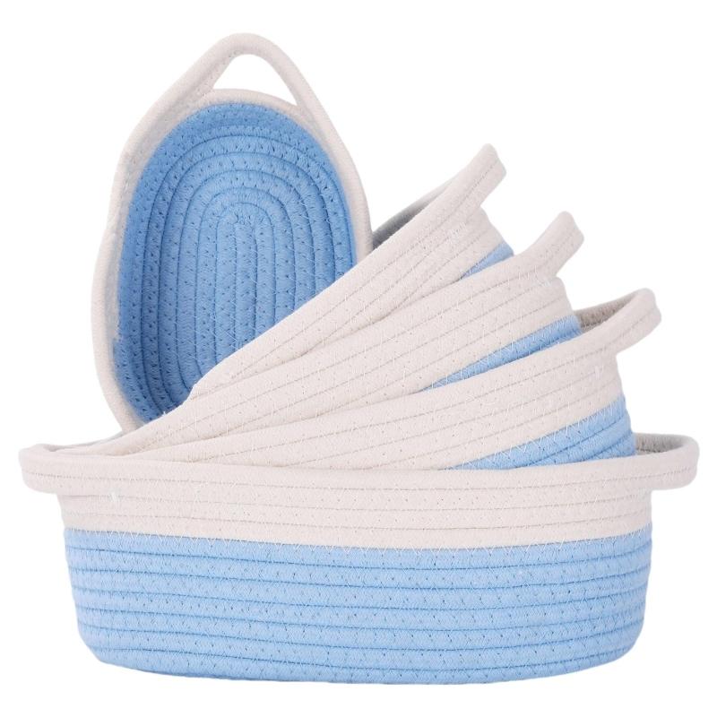 Pack of 5 Sturdy Cotton Rope Braided Storage Baskets Accessory for Organizing Clothes Toy and More In Various Sizes 1950₽