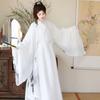 Chinese Wei And Jin Dynasties Style Hanfu Bamboo Leaf Printed Large Size Ladies Suit