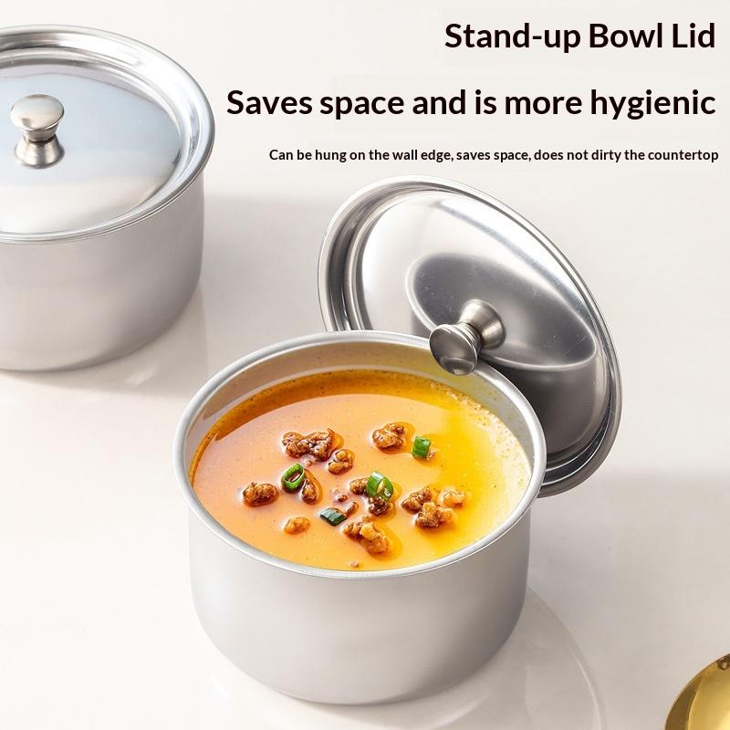 1/3/5PCS Stainless Steel Steamed Egg Bowl Ramen Rice Fruit Salad Stew Bowls With Lids Soup Cup Food Container Kitchen Tableware&