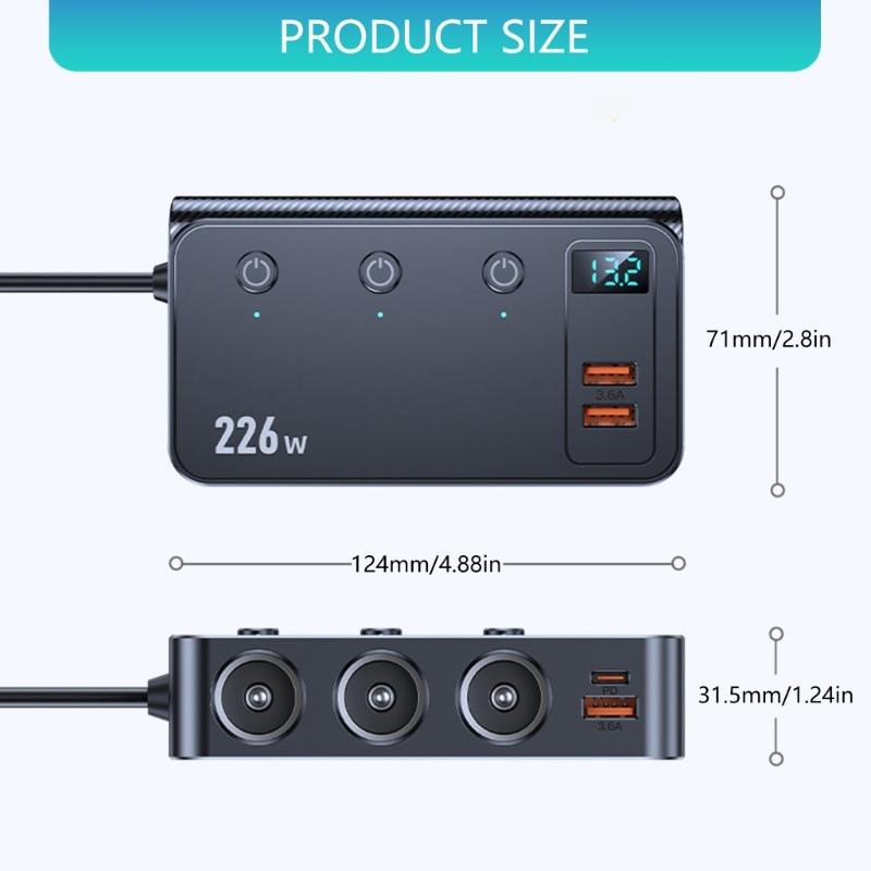 Universal 12V 24V Vehicle Charger Spliter Supporting PD3.0 For Quick Charge Of Phones Laptops Tablets Safely