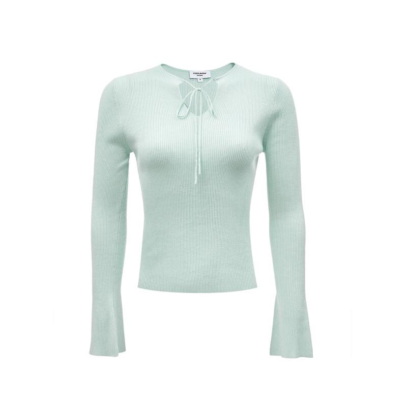 VEROMODA Women's Long Sleeve V-Neck Tie-Front Knit Top