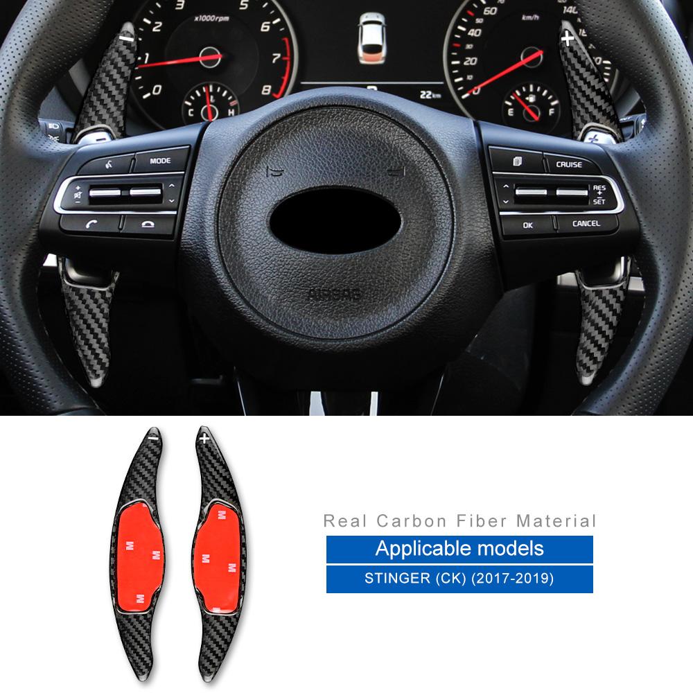 Real Hard Carbon Fiber for KIA Stinger CK 2017 2018 2019 2020 2025 2025 2025 LHD RHD Car Steering Wheel Paddle Shifter Sticker