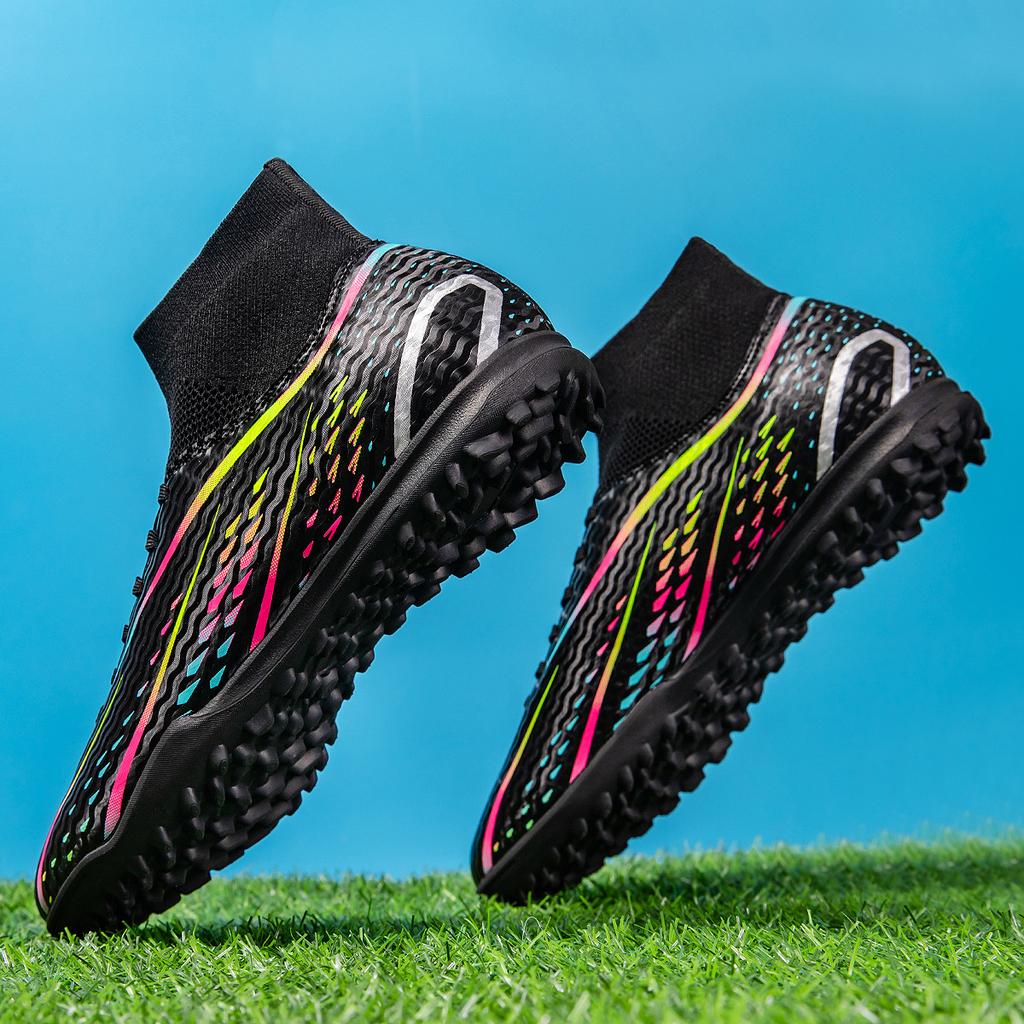 High-top football shoes men's and women's broken nails tf artificial turf AG nails student leather foot training football shoes