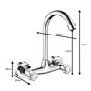 Kitchen Faucet Wall Mounted Brass Sink Faucet Mixer 360 Degree Swivel Double Hole Bathroom Hot And Cold Mixing Valve Tap