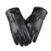 Winter Fashion Black PU Leather Gloves Male Thin Style Driving Leather Men Gloves Non-Slip Full Fingers Palm Touchscreen