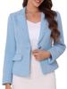 Allegra K Women's Tweed Blazer Jacket, Open Front, Casual, Elegant Work Suit, Top Pocket, Blue, Size M
