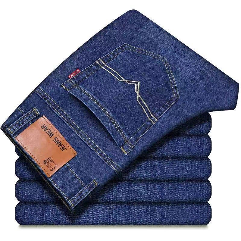 Men's Mid-Waist Stretch Jeans: Spring-Autumn Casual, Versatile, Large Sizes