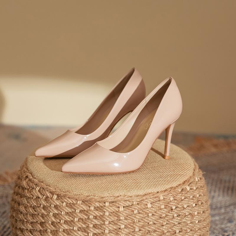 Single shoes 2025 spring women's Huizhou women's shoes genuine leather spring women's pointed high heels black women's stiletto fashion shoes